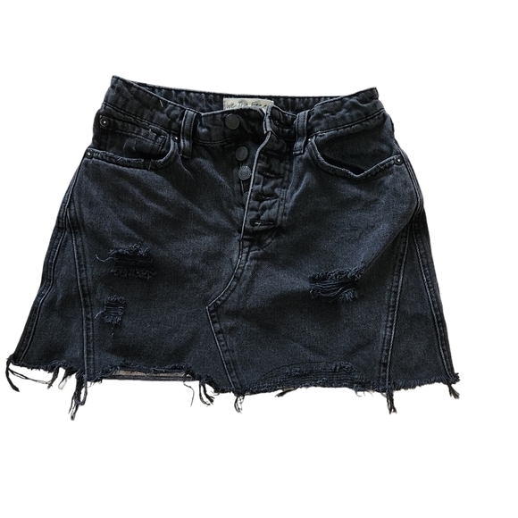 We The Free Distressed Denim A-Line Mini Skirt - Picture 4 of 6